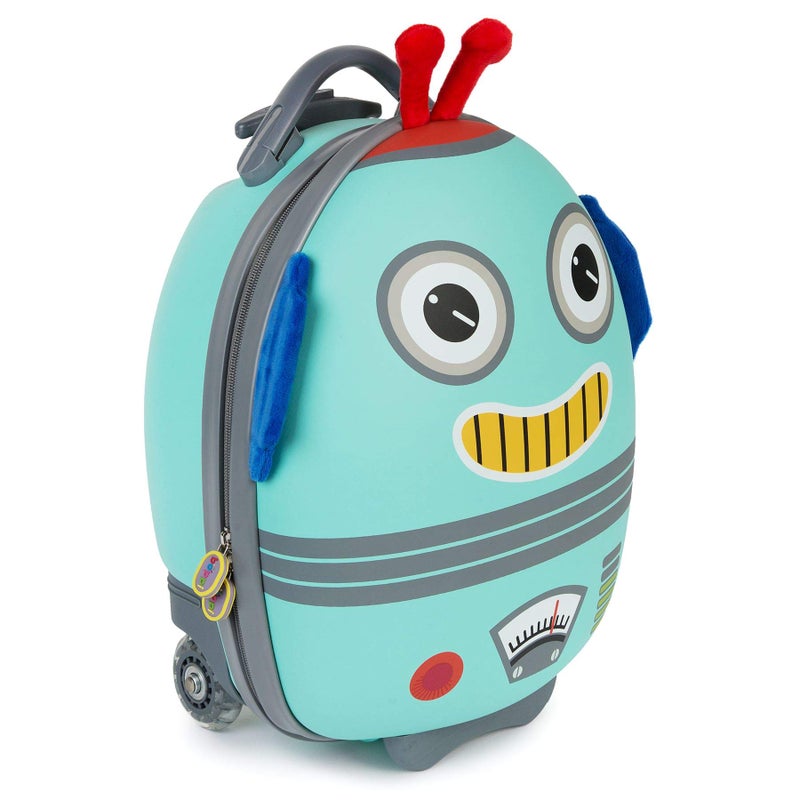 boppi Tiny Trekker Kids Luggage Travel Suitcase Carry On Cabin Bag Holiday Pull Along Trolley Lighweight Wheeled Holdall 17 Litre Hand Case American Airlines Underseat Compliant - Robot - Image 5